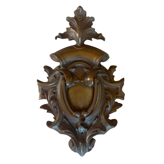 Rare Large Art Nouveau Door Knocker With Original Bronzed Patina For Sale - Image 4 of 5