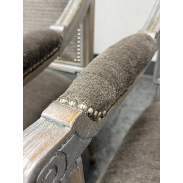 Wood Vintage Louis XVI–Style Square Back Armchairs, Pair For Sale - Image 7 of 12