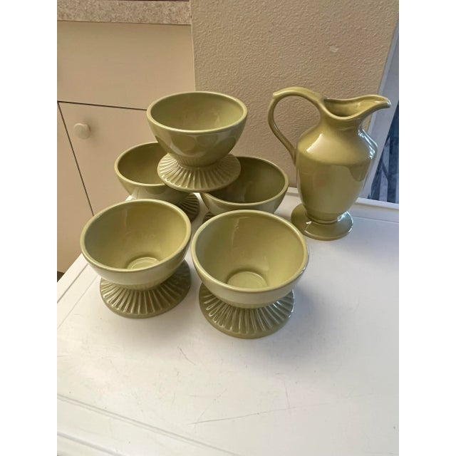 2000 - 2009 Vintage Waterford Pedestal Breakfast Cereal & Milk Set - 5 Bowls & Milk Pitcher - Set of 6 For Sale - Image 5 of 10