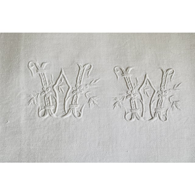 Vintage French Linen Monogrammed Napkins 34in X 29in Set of 12