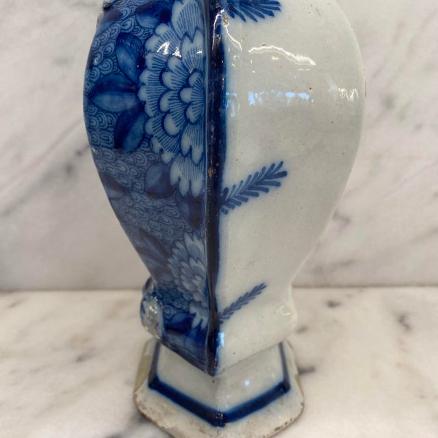 Early Antique Dutch Delft Blue and White Floral Vase, Netherlands For Sale - Image 12 of 18