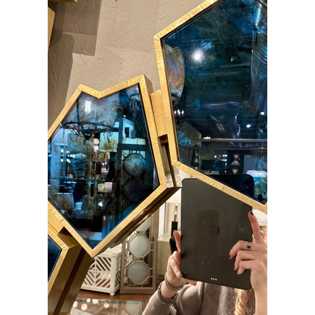 Modern Villa & House Midnight Blue Geometric Lucas Wall Mirror For Sale - Image 3 of 4