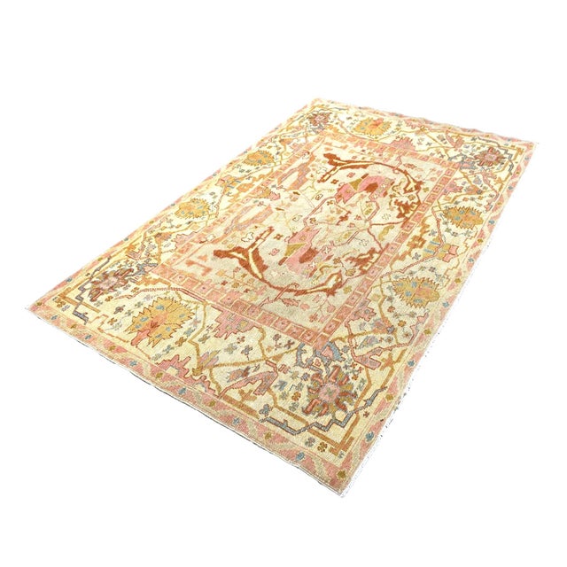Persian Persian Wool Sultanabad 4x7 Ivory, Light Blue, Pink & Orange Handmade Area Rug #1141234 For Sale - Image 3 of 7