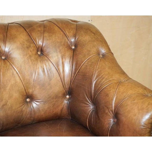 Animal Skin Brown Leather Chesterfield Armchair from George Smith For Sale - Image 7 of 18