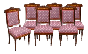 French Charles X Chairs in Exotic Wood, Early 19th Century, Set of 6