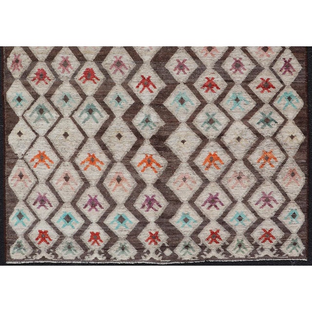 Modern Rug in Wool With Sub-Geometric Diamond Design in Multicolor by Keivan Woven Arts For Sale - Image 12 of 12
