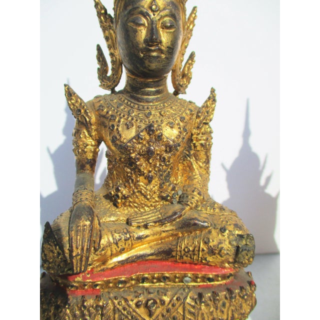 Bronze Thai Gilt Bronze Buddha-- 2 Vintage - a Pair For Sale - Image 8 of 10