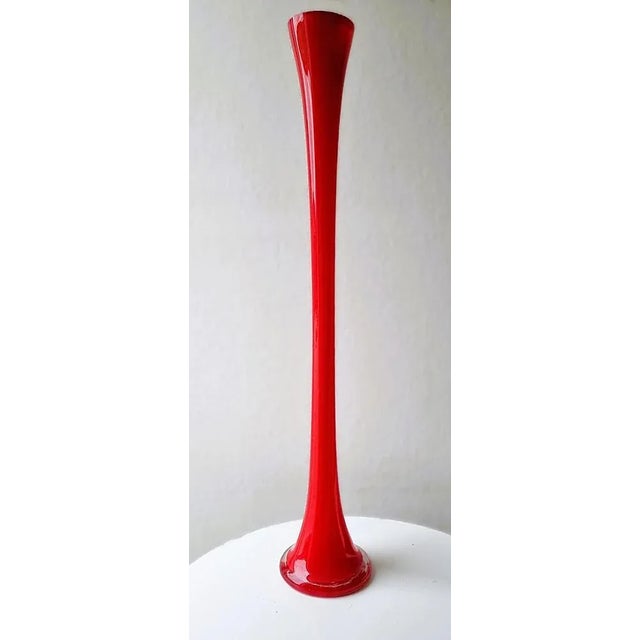 Vintage Vase in Mouth-Blown Red Glass, 1970s For Sale - Image 9 of 9
