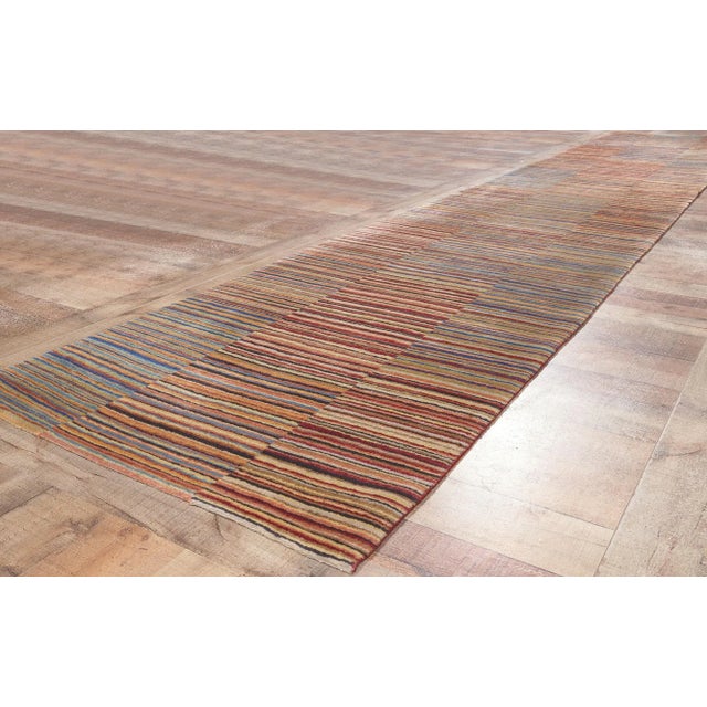 Textile Colorful Striped Tibetan Rug Runner, 03'00 X 16'07 For Sale - Image 7 of 10
