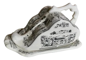 Dairy Farm Shop Style Covered Wedge Cheese Dish, 1970s, Set of 2