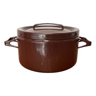 Mid-Century Modern Brown Minimalist Enamel Pot by Seppo Mallat for Finel, Finland, 1960s For Sale