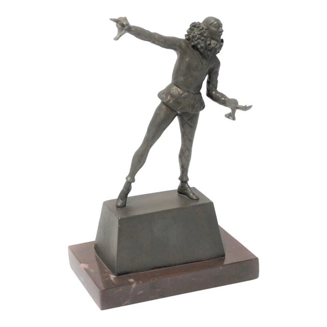 Bronze sculpture of a Harlequin on a rouge marble base - by Samuel Lipchytz (1880-1943) France. About the Artist: Samuel...