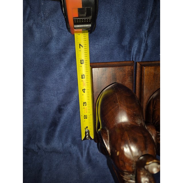 Vintage Hand-Carved Hardwood Elephant Bookends Fd For Sale In Palm Springs - Image 6 of 8