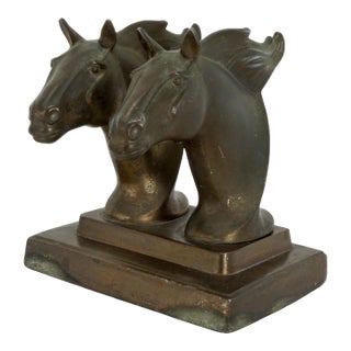 Single Frankart Double Racing Horses Bookend Circa 1934 For Sale