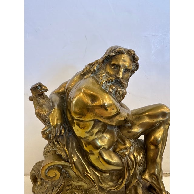 Rococo Antique Bronze Figural Andirons -a Pair For Sale - Image 3 of 16