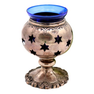 Silver Candlestick with Star-Shaped Cutouts For Sale