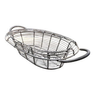 French Industrial Vintage Wire Decorative Bowl Basket Catch All For Sale