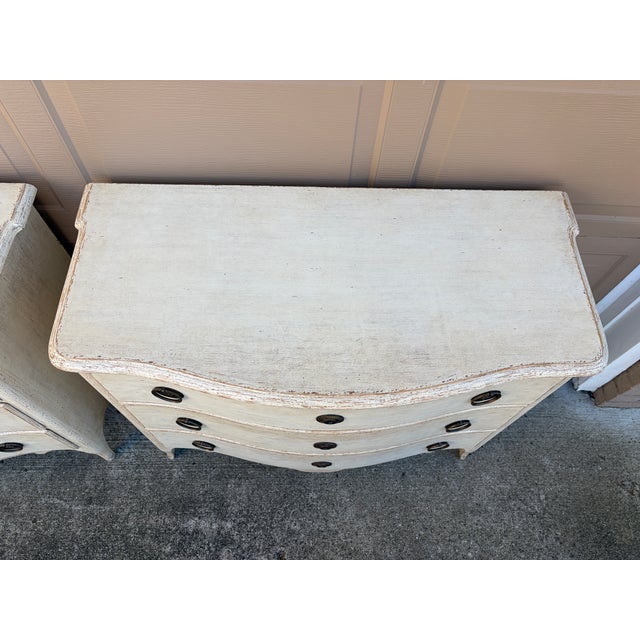 Swedish Gustavian Serpentine Painted Chests of Drawers, Pair For Sale - Image 14 of 16