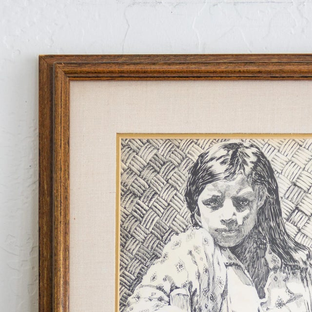 Early 20th Century Pen and Ink Portrait by Weldon Amerine For Sale - Image 10 of 12
