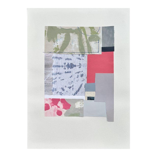 Paper Flowers — Contemporary Neutral Abstract Collage by Mary Elizabeth Marvin For Sale
