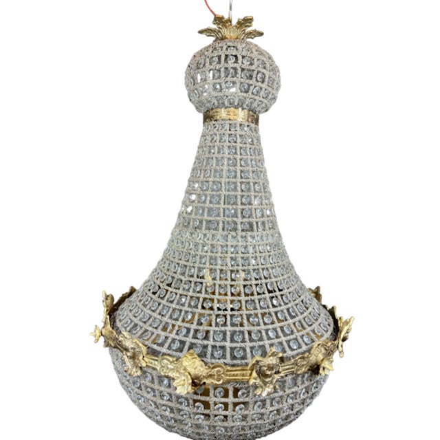 1990s French Louis XVI Style Empire Chandelier With Woman Face Accents and Gold Finish For Sale - Image 6 of 10