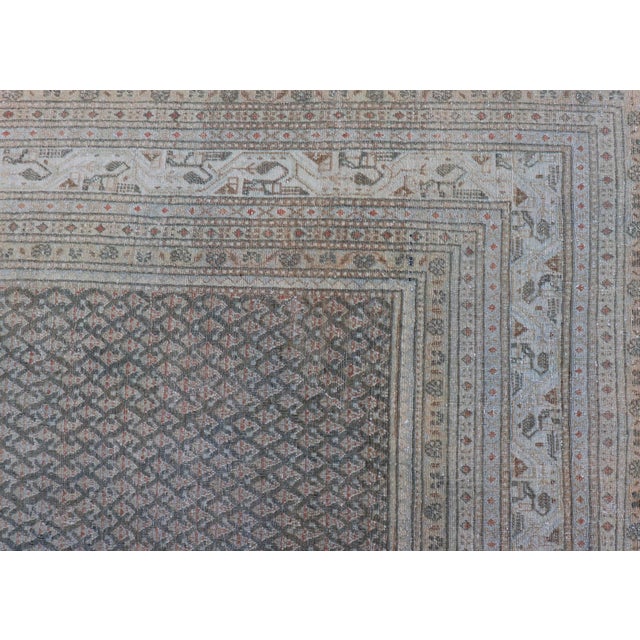 Antique Hand Knotted Persian Tabriz Rug With All-Over Design in Muted Tones For Sale - Image 11 of 17