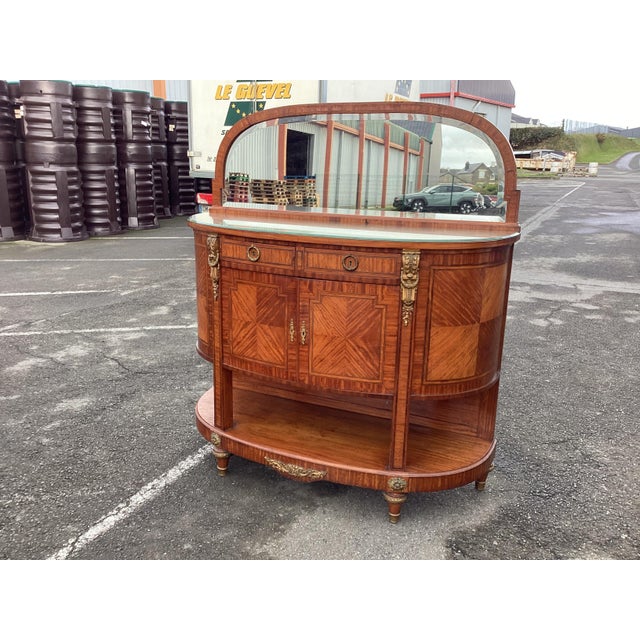 1900 - 1909 Louis XVI-style French Satinwood Sideboard W/ Oval Mirror For Sale - Image 5 of 9
