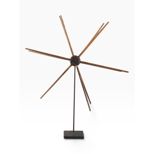American American Primitive Wooden Object on Metal Stand For Sale - Image 3 of 5