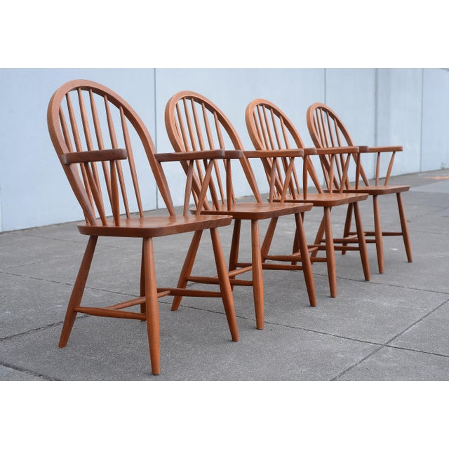 Mid-Century Modern Danish Modern Erik Ole Jorgensen Teak Captain Dining Chairs for Tarm Stole & Mobelfabrik - Set of 4 For Sale - Image 3 of 12