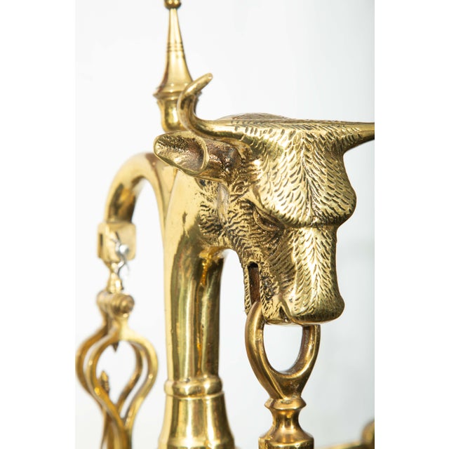 Mid-Century Modern Monumental 19th C. French Brass Butcher's Balance Scale with Bull Head Finial For Sale - Image 3 of 5