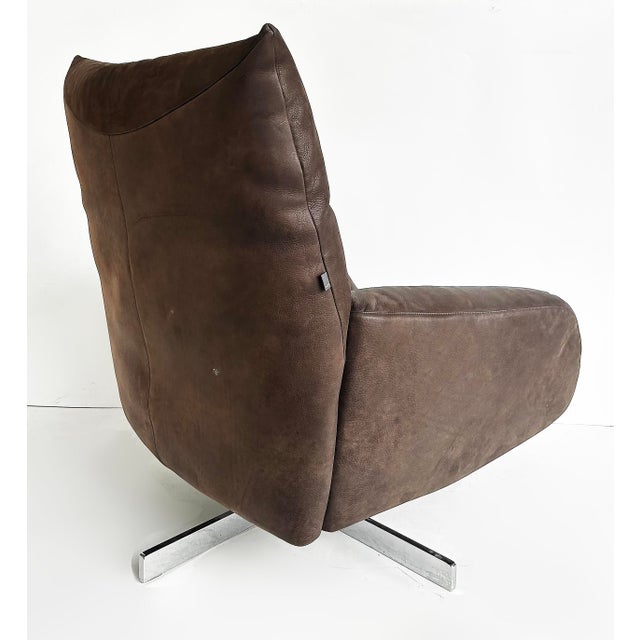 Edra Chiara Model Ottoman, Lounge Chair With Chrome Bases, Supple Leather, Setof 2 For Sale - Image 9 of 18