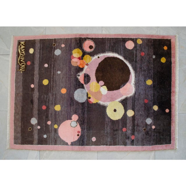 1980s Vintage Kandinsky Style Several Circles Hand Knotted Area Rug For Sale - Image 15 of 17