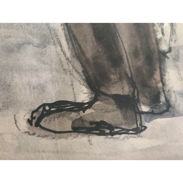 Mid 20th Century Andre Tondu. French 1903 - 1980. The Cyclist. Watercolor and Pen on Paper For Sale - Image 5 of 8