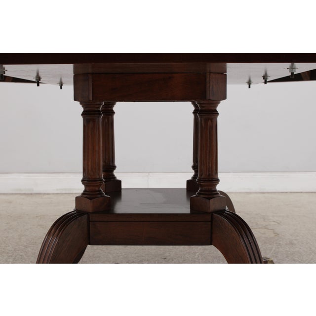Wood Round Large Banded Mahogany Inlaid Dining Table For Sale - Image 7 of 18