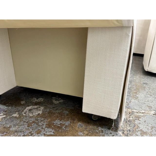 Restoration Hardware Ella Skirted Fabric Dining Side Chairs + Casters, Set of Four For Sale - Image 10 of 12