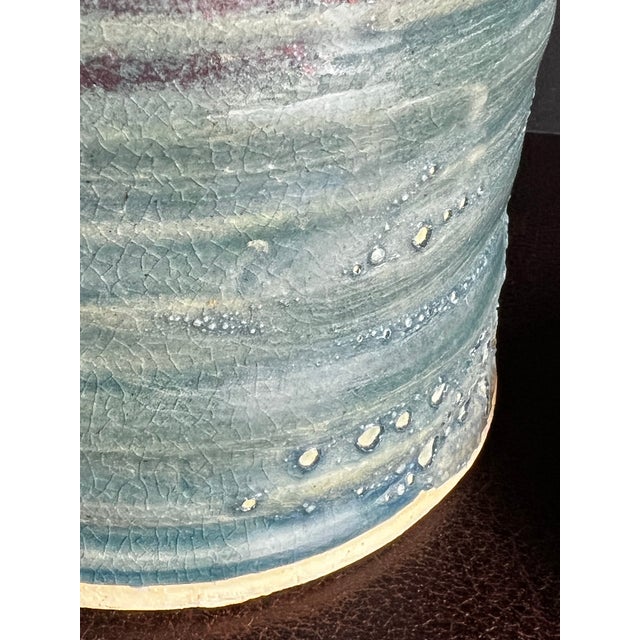 Vintage Japanese Wabi Sabi Glazed Eathernware Mizushashi For Sale In Washington DC - Image 6 of 9