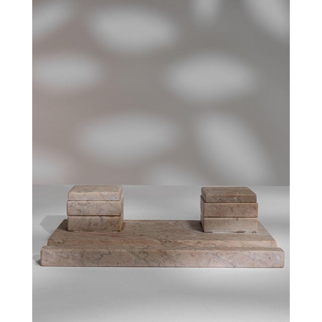 Early 20th Century France Antique White Marble Desk Set For Sale - Image 4 of 15