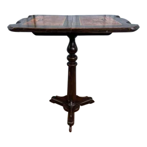 Antique Edwardian Marquestry Inlaid Rosewood Pedestal Side Table.
