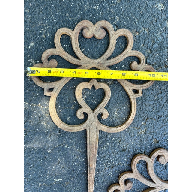 French Country 1920s Cast Iron Lawn Stake Hose Guide Ornament, Set of 4 For Sale - Image 3 of 6