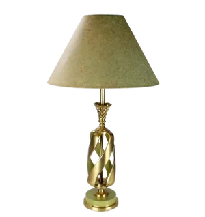 1960s Heavy Brass and Milk Glass Globe Lamp