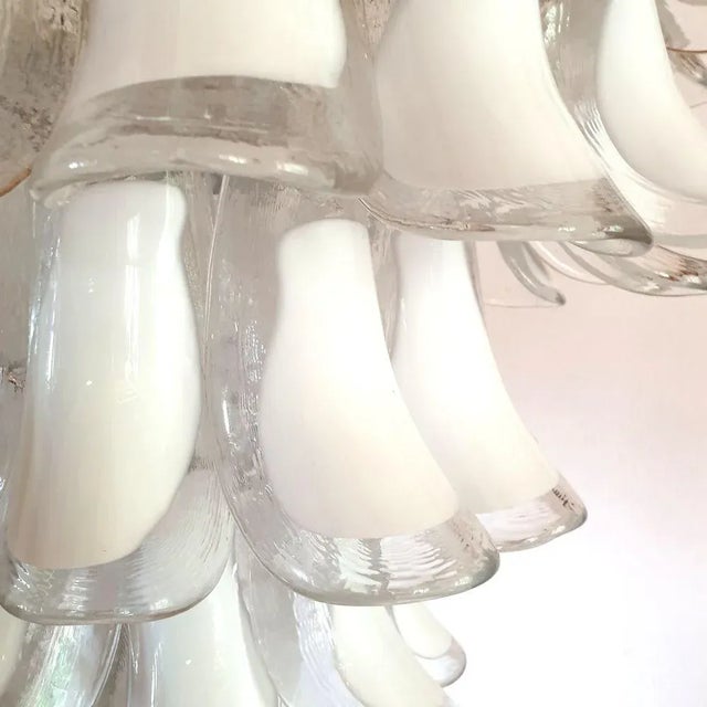 White Murano Glass Chandelier Mazzega Style 1980s For Sale - Image 10 of 11
