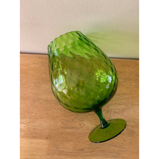 Midcentury Large Green Glass Pedestal Vase Chairish