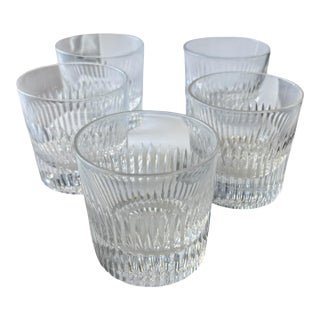 Vintage Gucci Signed Crystal Double Old Fashioned Glasses - Set of 5 For Sale