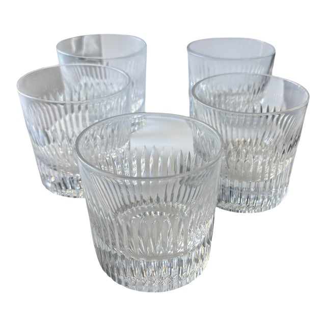 Vintage Gucci Signed Crystal Double Old Fashioned Glasses - Set of 5 For Sale