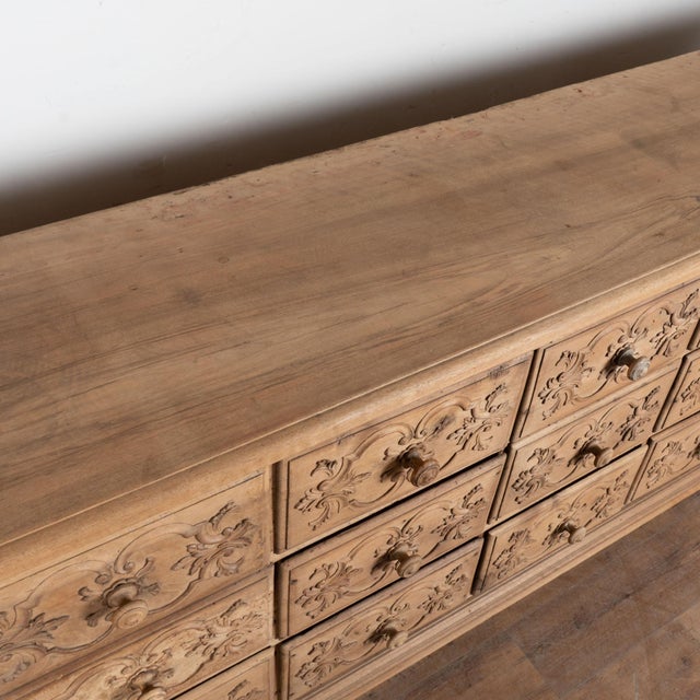 19th Century French Bleached Oak Sideboard Buffet With 14 Drawers For Sale - Image 6 of 18