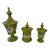Vintage Green & Gold Lidded Jars With White Couple & Cupid Scene -Set of 3 For Sale
