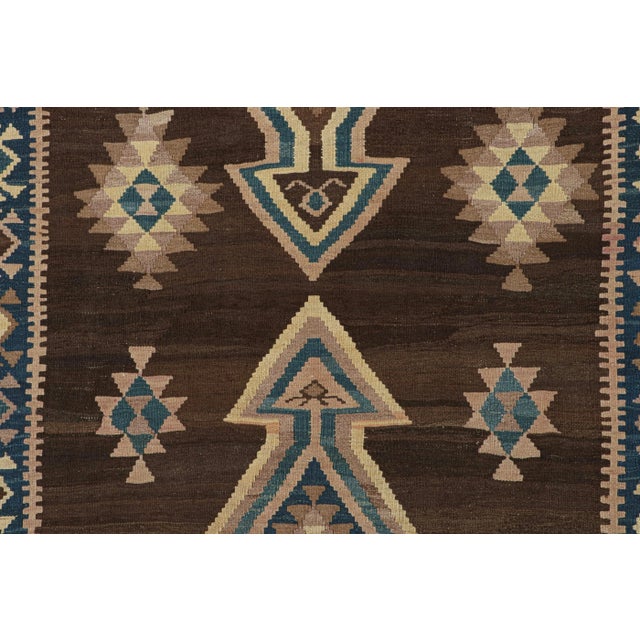 Tribal Vintage Persian Tribal Kilim With Brown and Blue Medallions by Rug & Kilim For Sale - Image 3 of 7