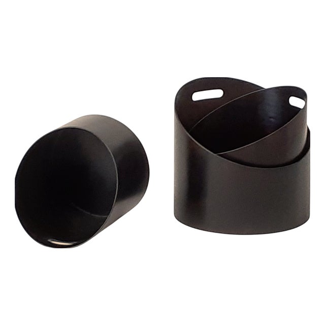 Round Container with Mocha-Colored Handle by Villahomecollection For Sale