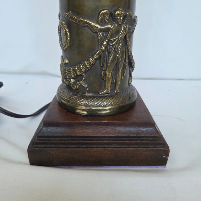 Brown Mid 20th Century Neoclassical Frederick Cooper Mahogany Brass Table Lamp W/ Shade For Sale - Image 8 of 10