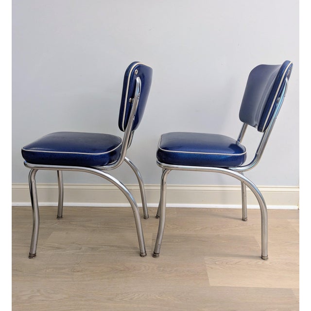 Vintage Sparkle Vinyl and Chrome Dinette Chairs- A Pair by Richardson Seating Corp. For Sale In Raleigh - Image 6 of 10